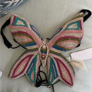 Area embroidered crystal butterfly top xs/s